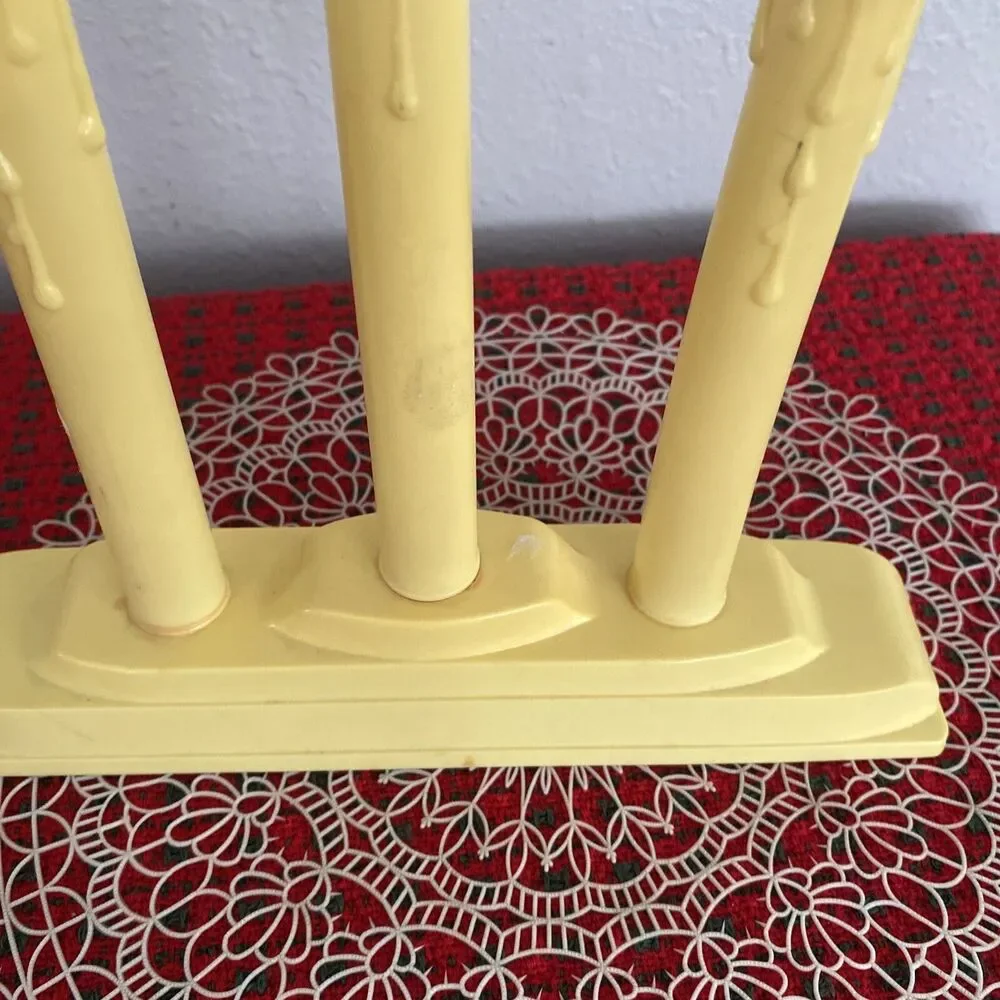 Vintage Tier 3 Light Electric Christmas Window Candle Candelabra Drip Wax